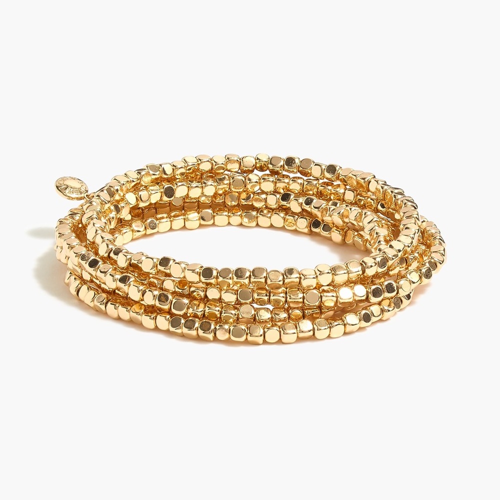 NWT J Crew Tiny beads stretch bracelets set-of-six, gold